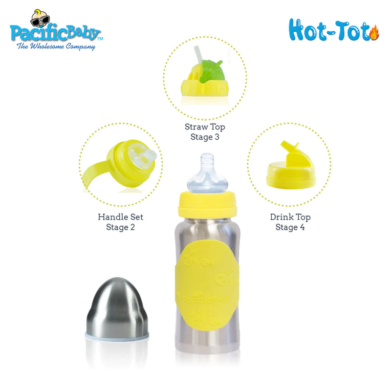 Pacific Baby Hot-Tot Stainless Steel Insulated Infant Baby 7 oz Eco Feeding  Bottle Swirls