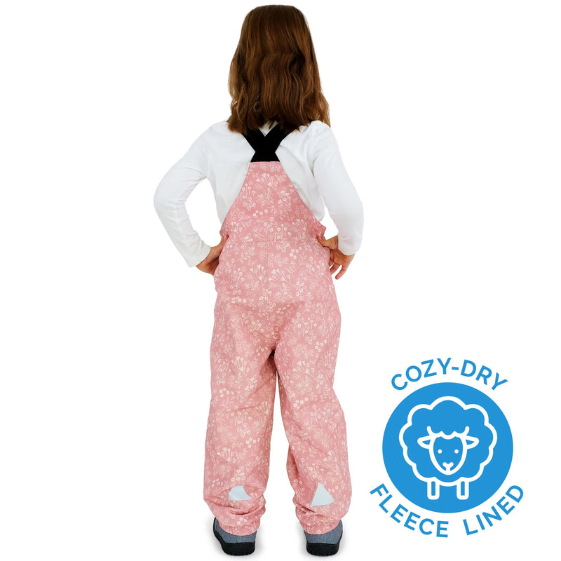 Bib Pants - Cozy-dry Fleece Lined, Prairie Flowers, 2T