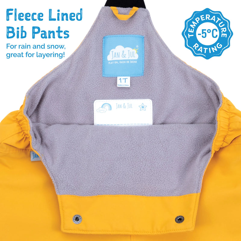 Bib Pants Cozy-Dry Rain Fleece Lined - Yellow